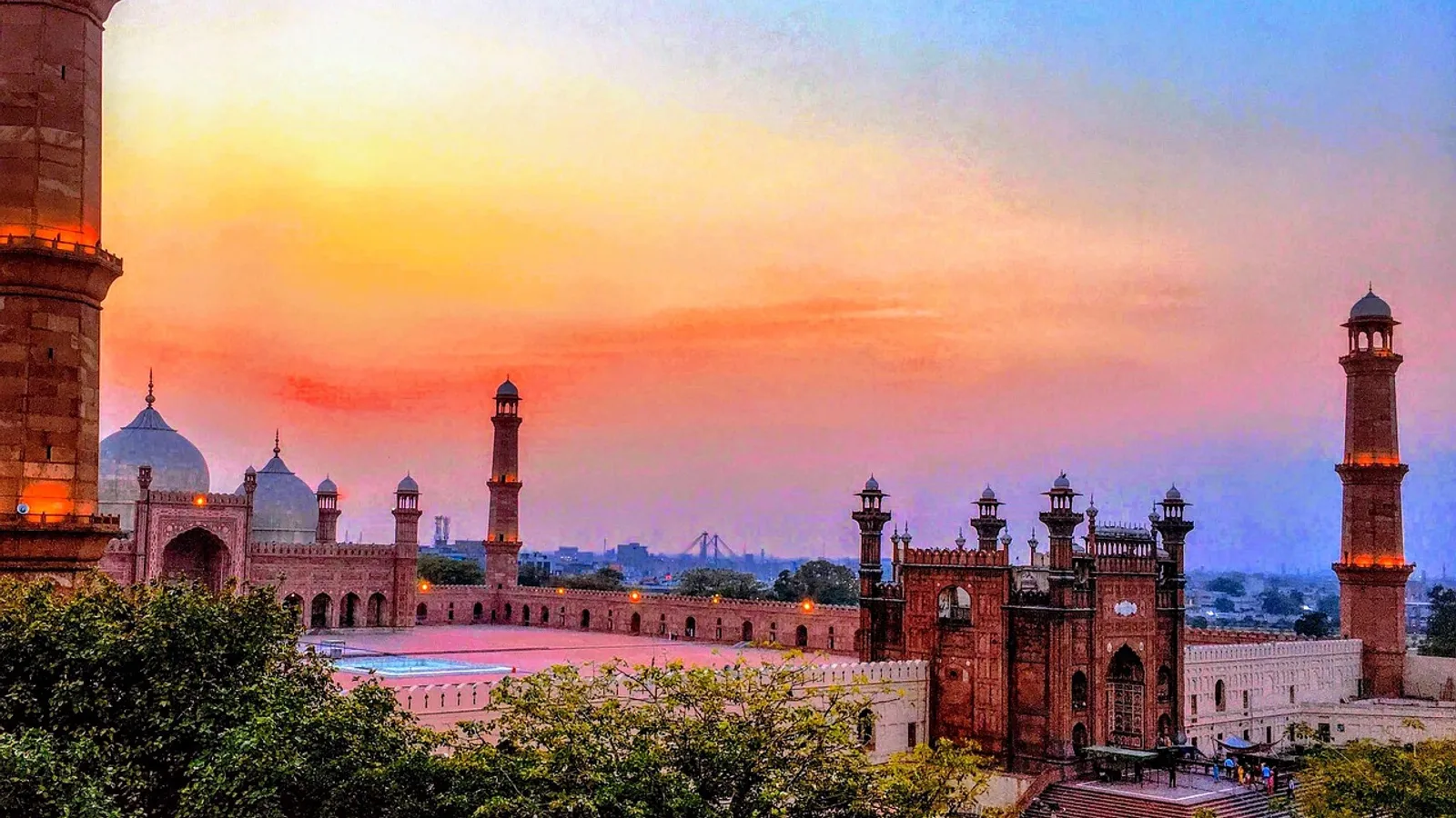 Pakistan mosque scenery sunset landscape